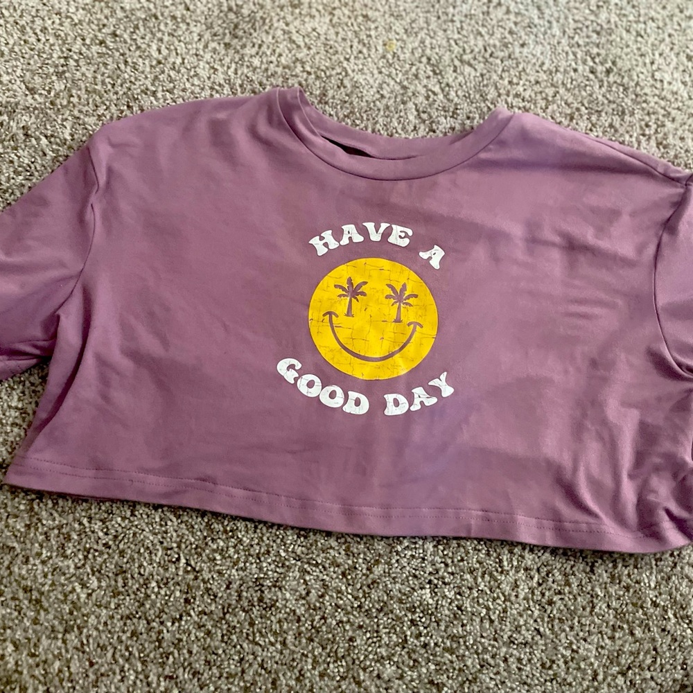 SHEIN light Purple “Have a good Day” Cropped Tee Size Medium